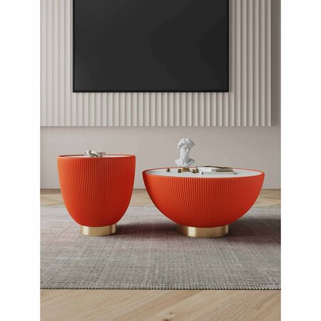 MANHATTAN COMFORT Anderson Coffee Table and End Table 2.0 in Orange - Set of 2 2-AT01-OR